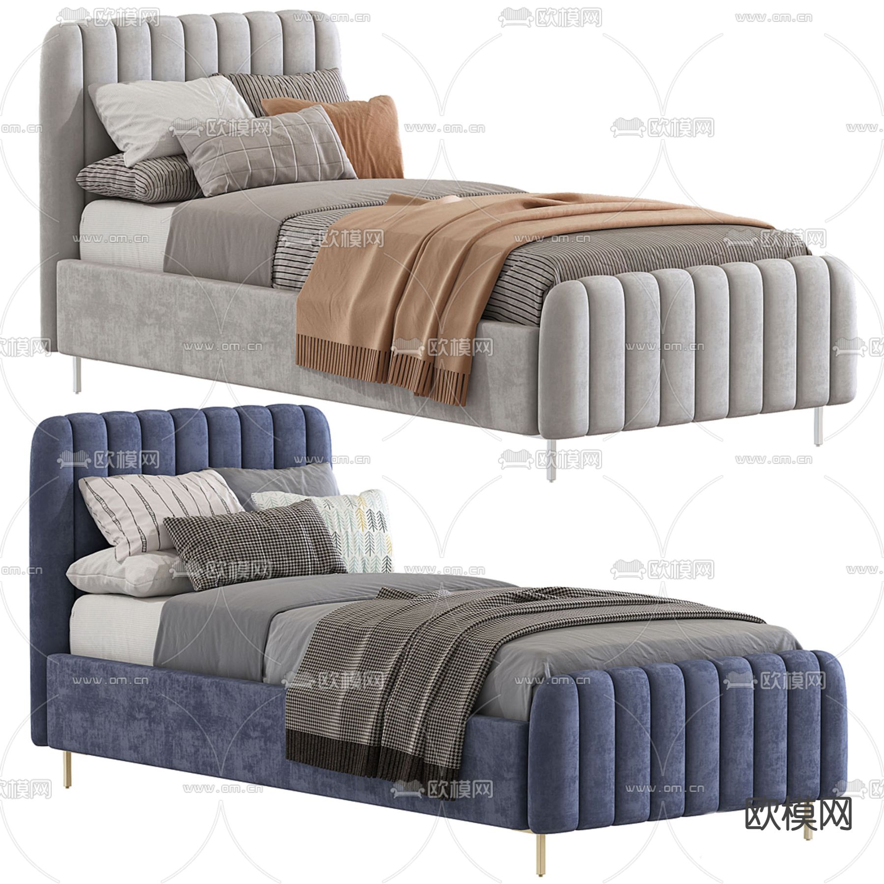 现代单人床 小孩床3d模型下载