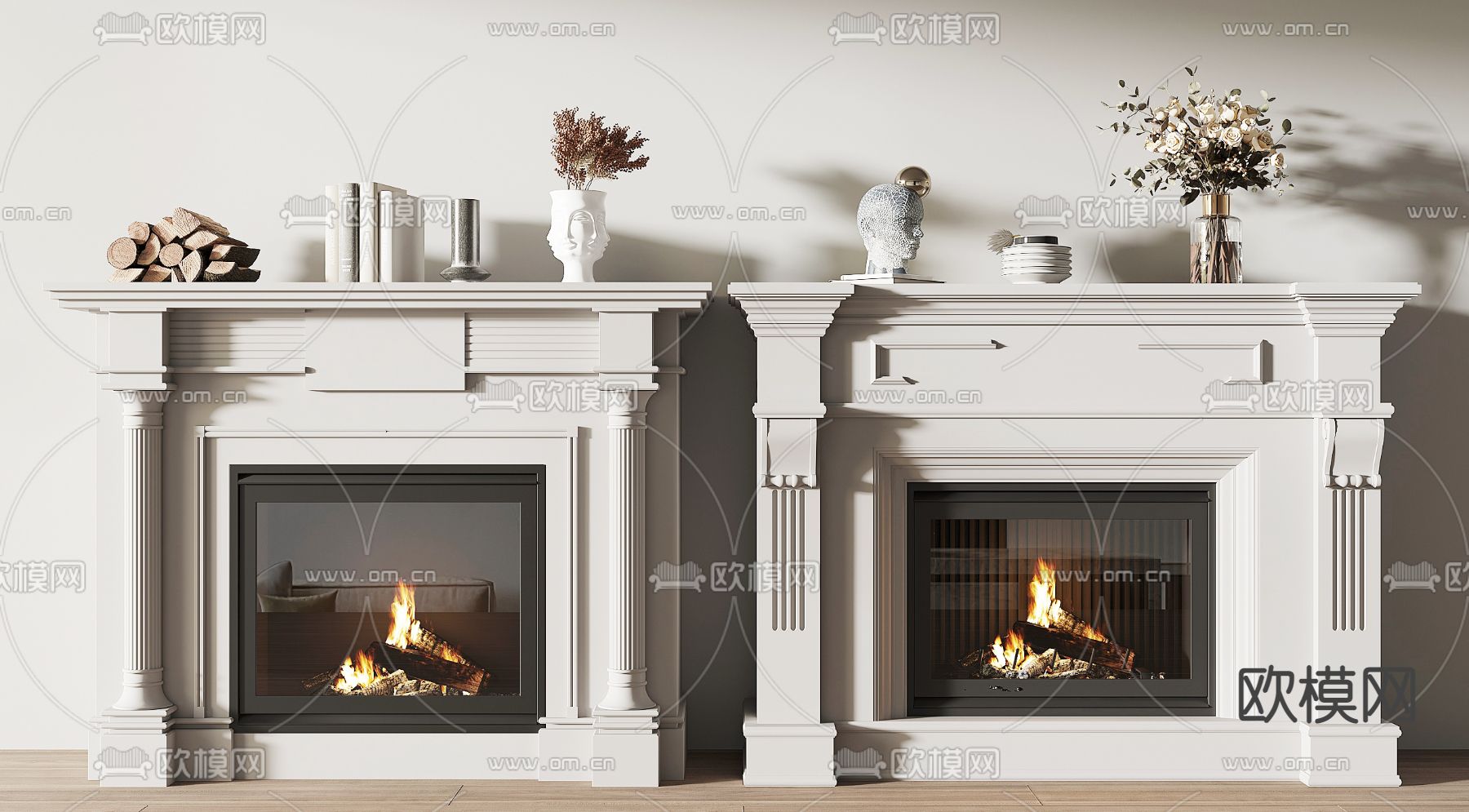 简欧壁炉3d模型下载