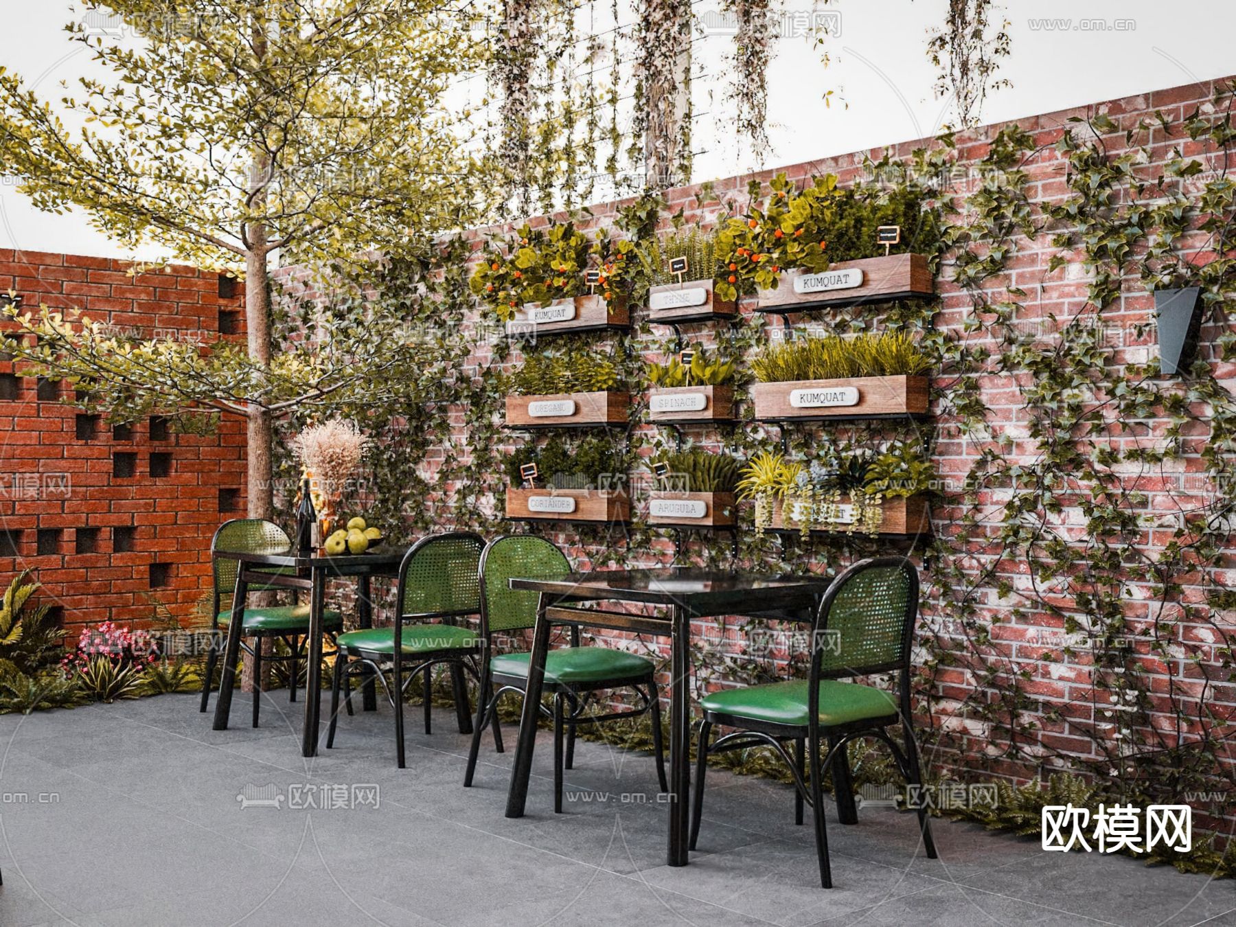 户外庭院 花园3d模型下载（渲染图2）