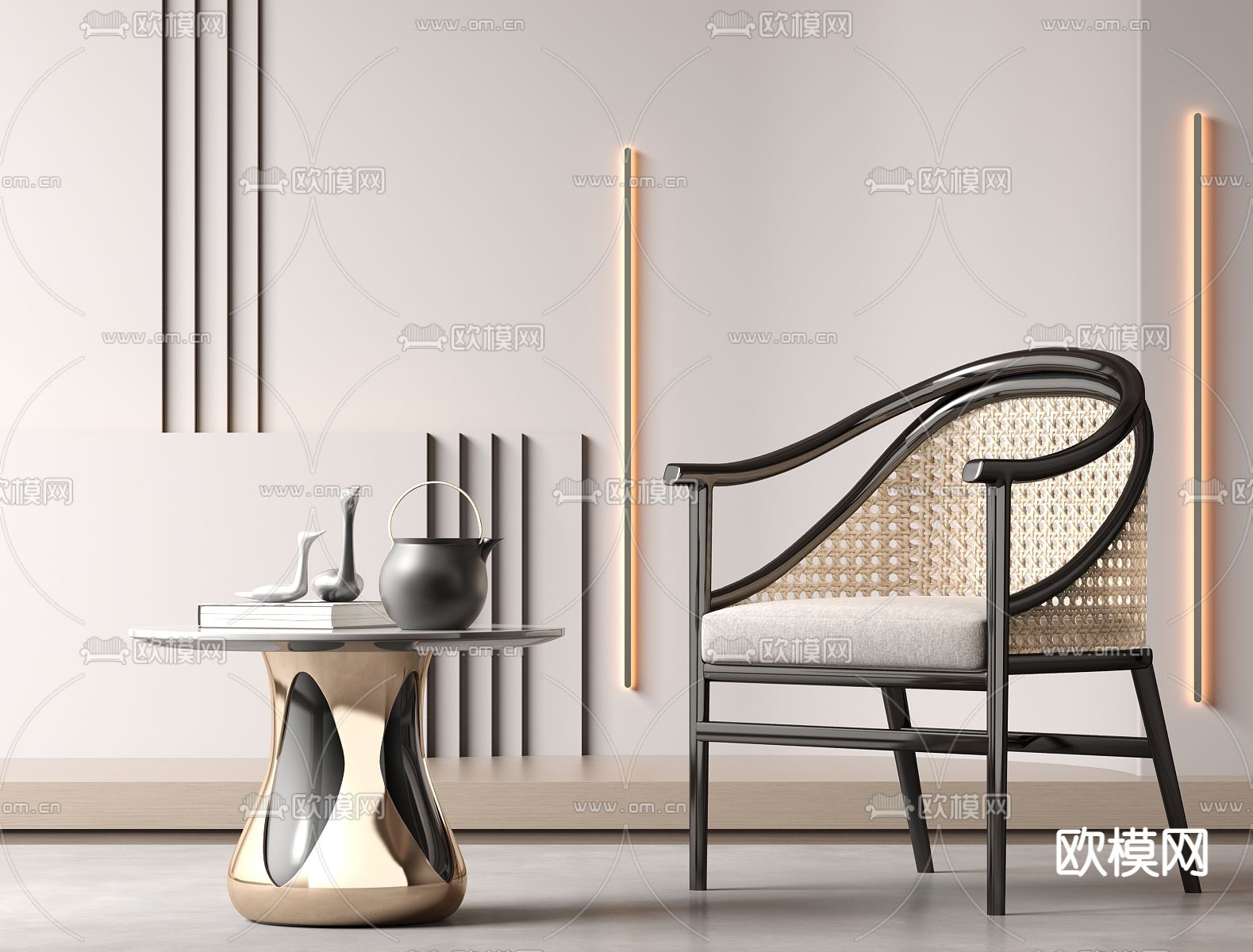 轻奢风休闲椅3d模型下载