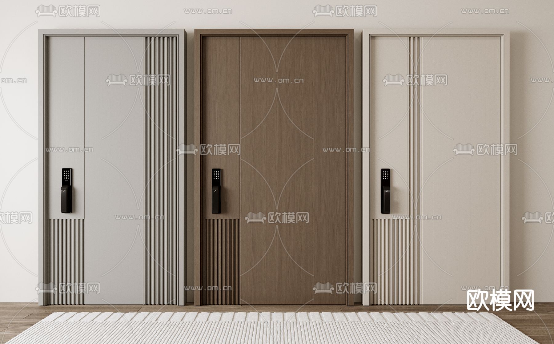 入户大门 子母门 密码门3d模型下载_ID12254153_3dmax免费模型-欧模网