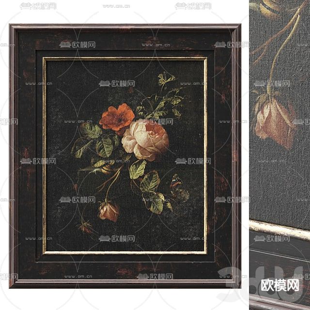 欧式古典复古装饰画3d模型下载