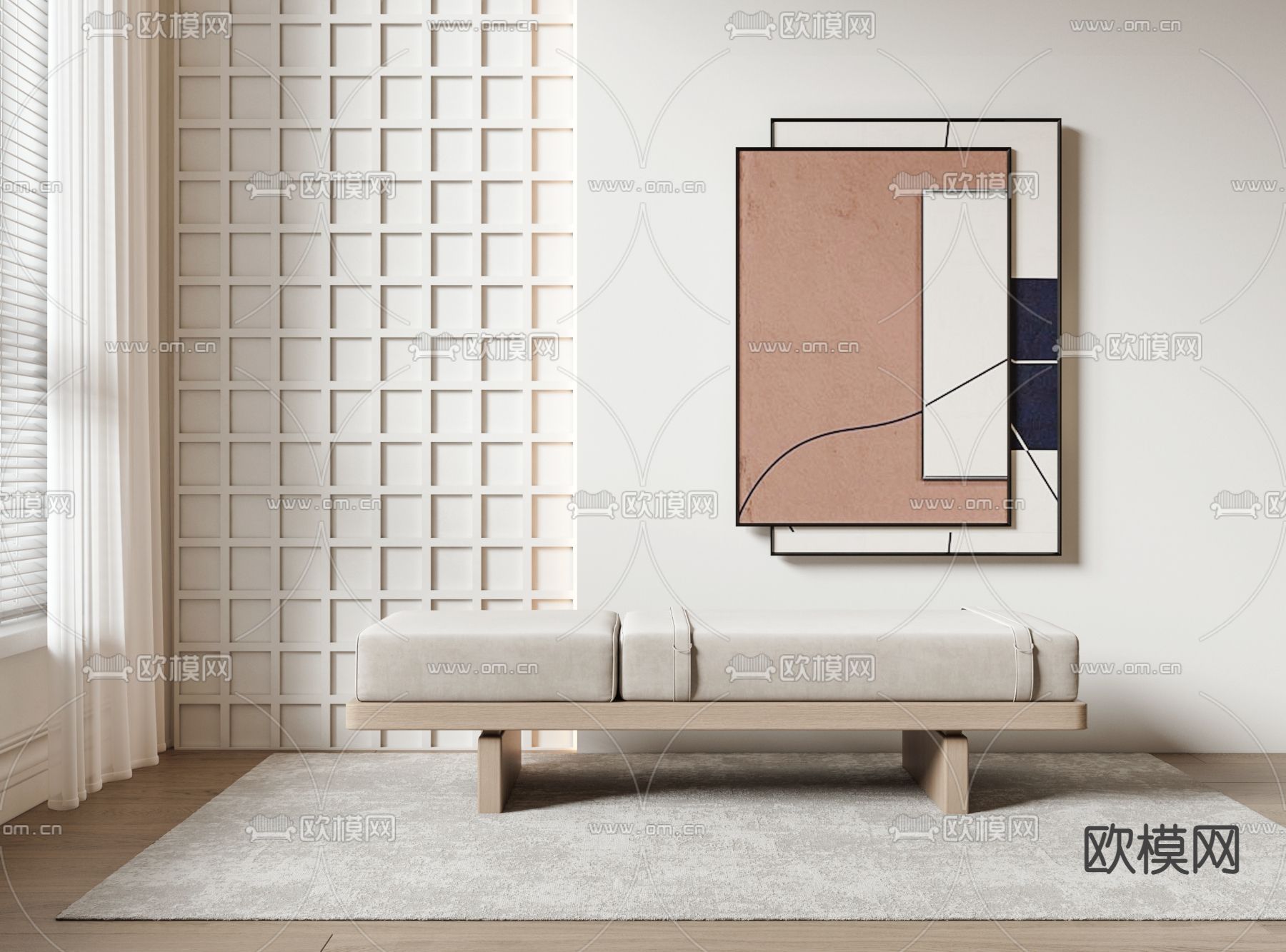 侘寂风沙发凳子3d模型下载