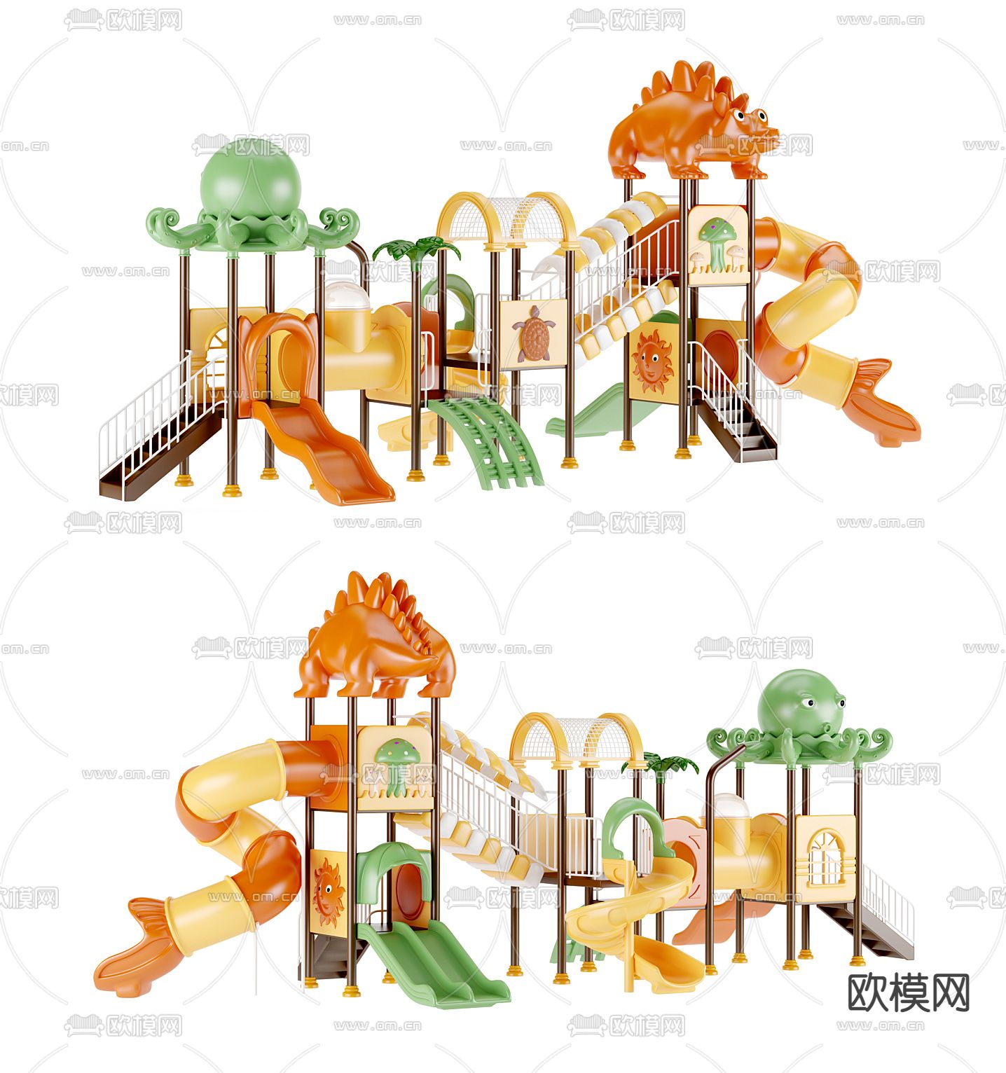 儿童滑滑梯 游乐器材3d模型下载