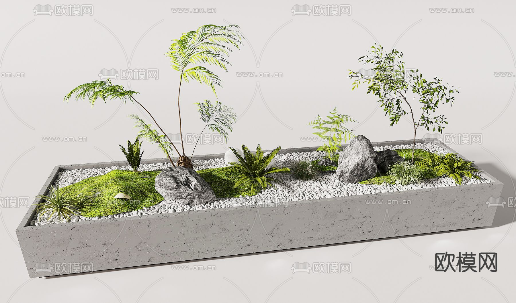 现代植物堆3d模型下载_ID12254273_3dmax免费模型-欧模网