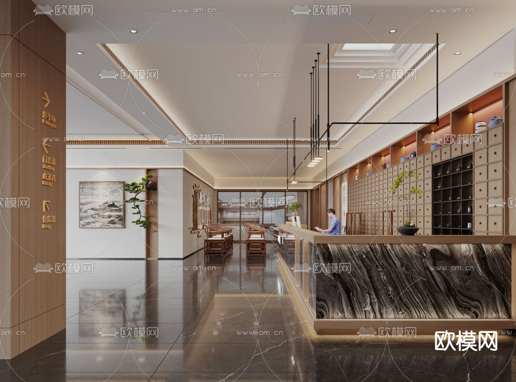 中医馆前台 接待3d模型下载_ID12254180_3dmax免费模型-欧模网