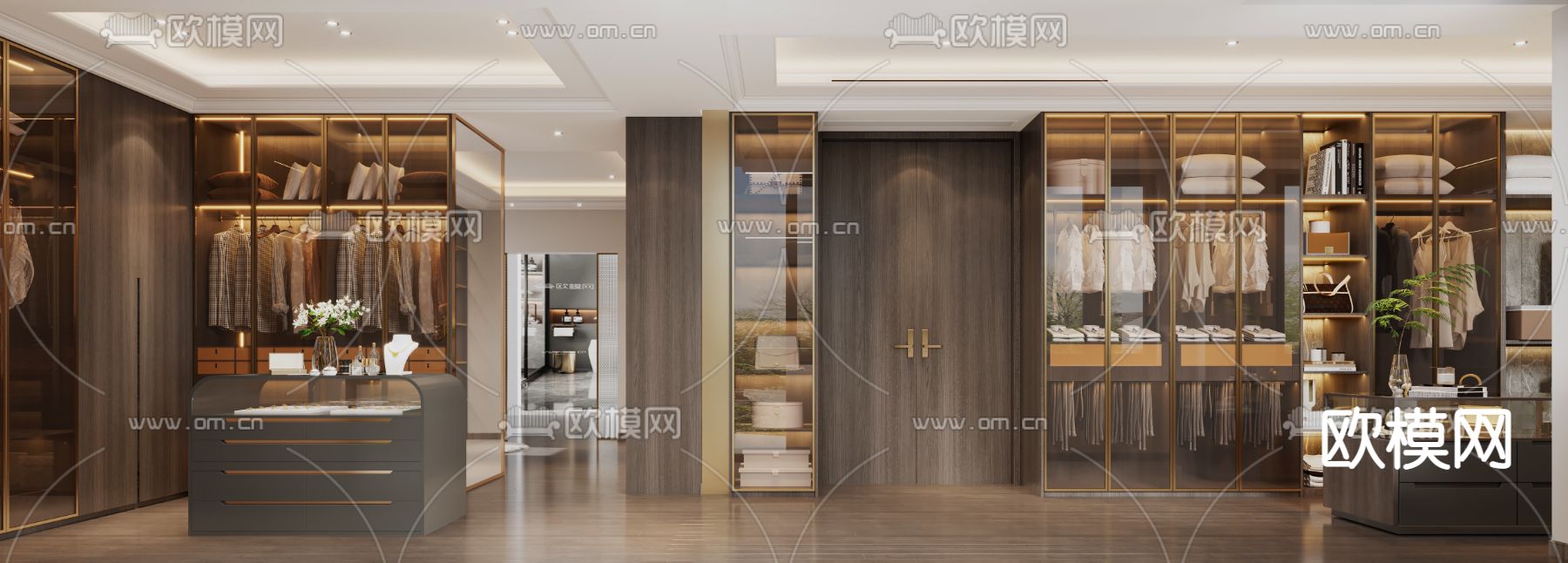 美式衣帽间3d模型下载