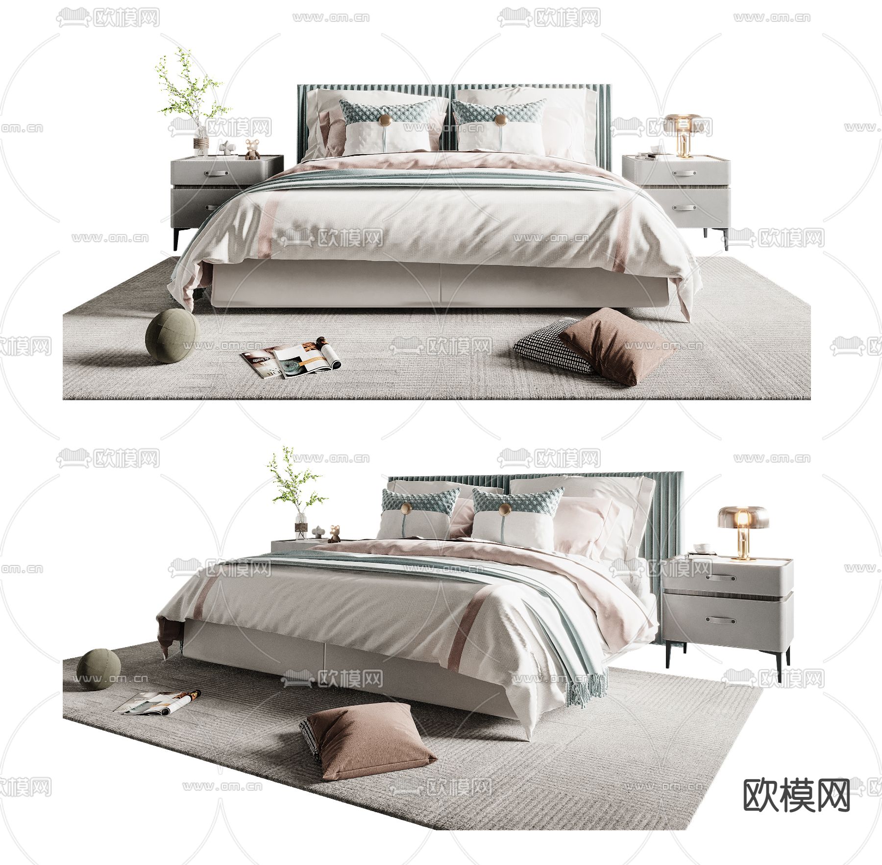 Minotti 双人床3d模型下载