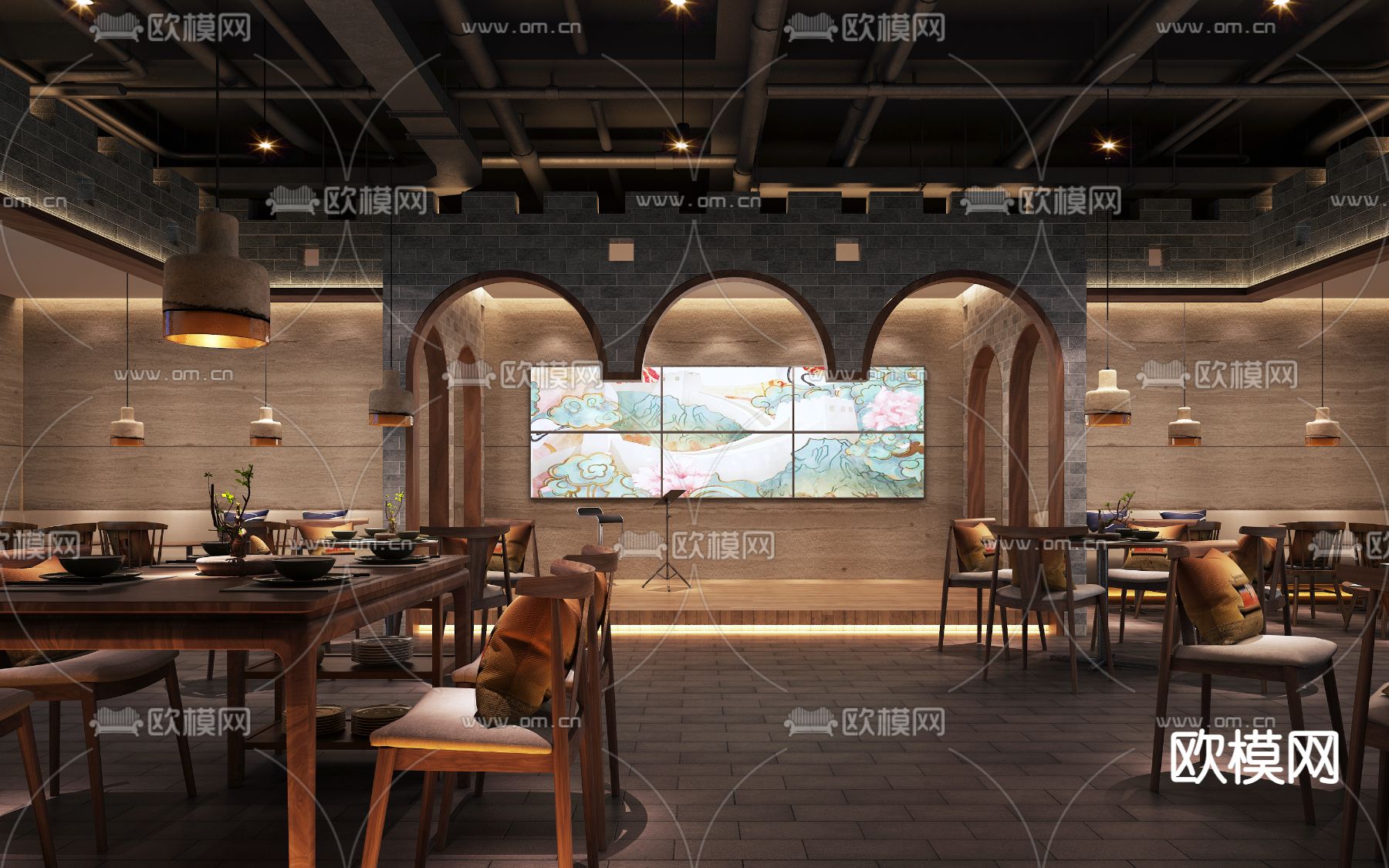 民俗音乐餐厅 餐吧3d模型