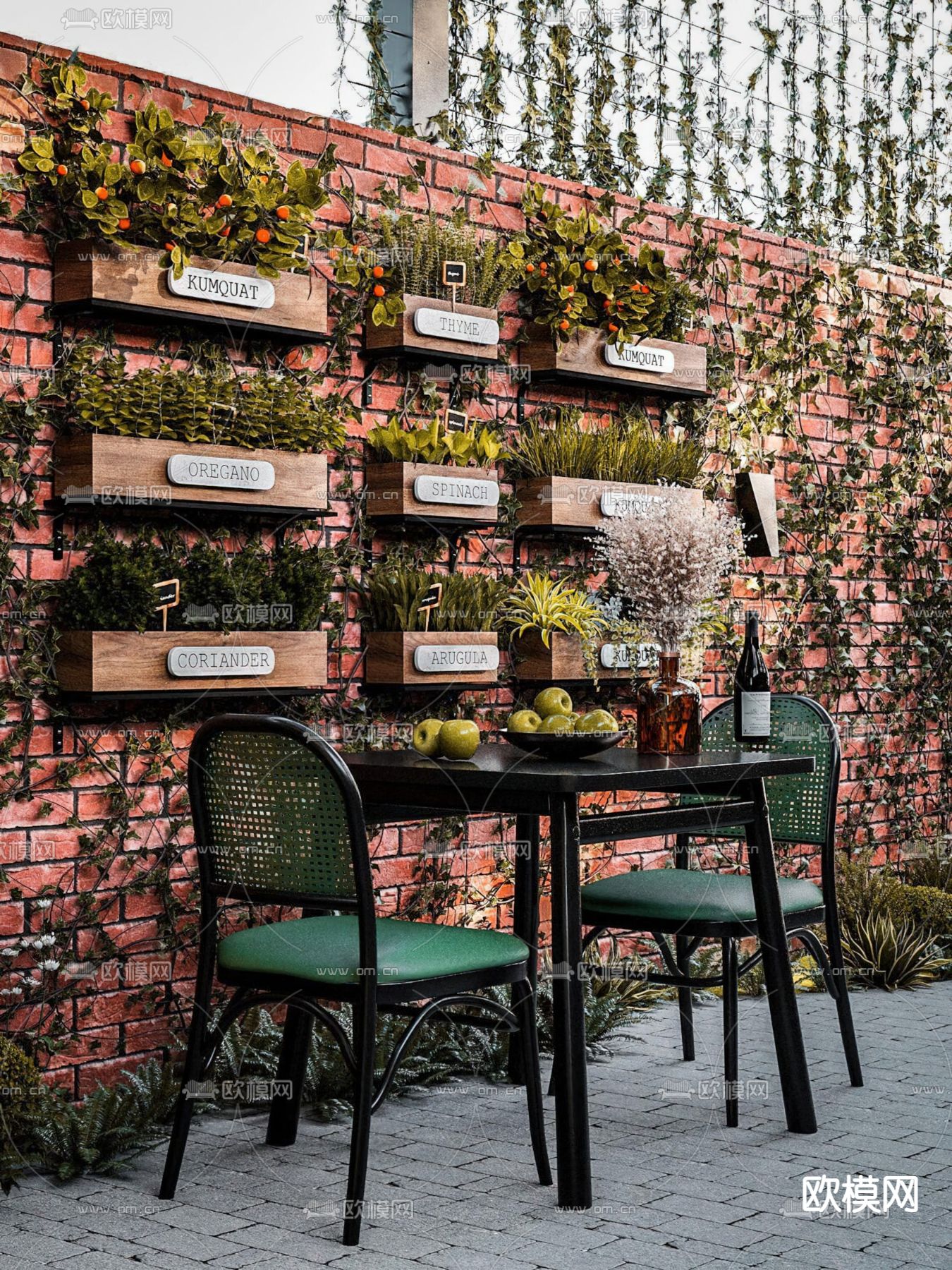 户外庭院 花园3d模型下载（渲染图3）