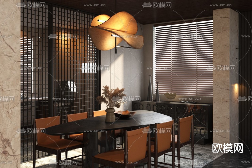 唐忠汉设计 侘寂餐厅3d模型
