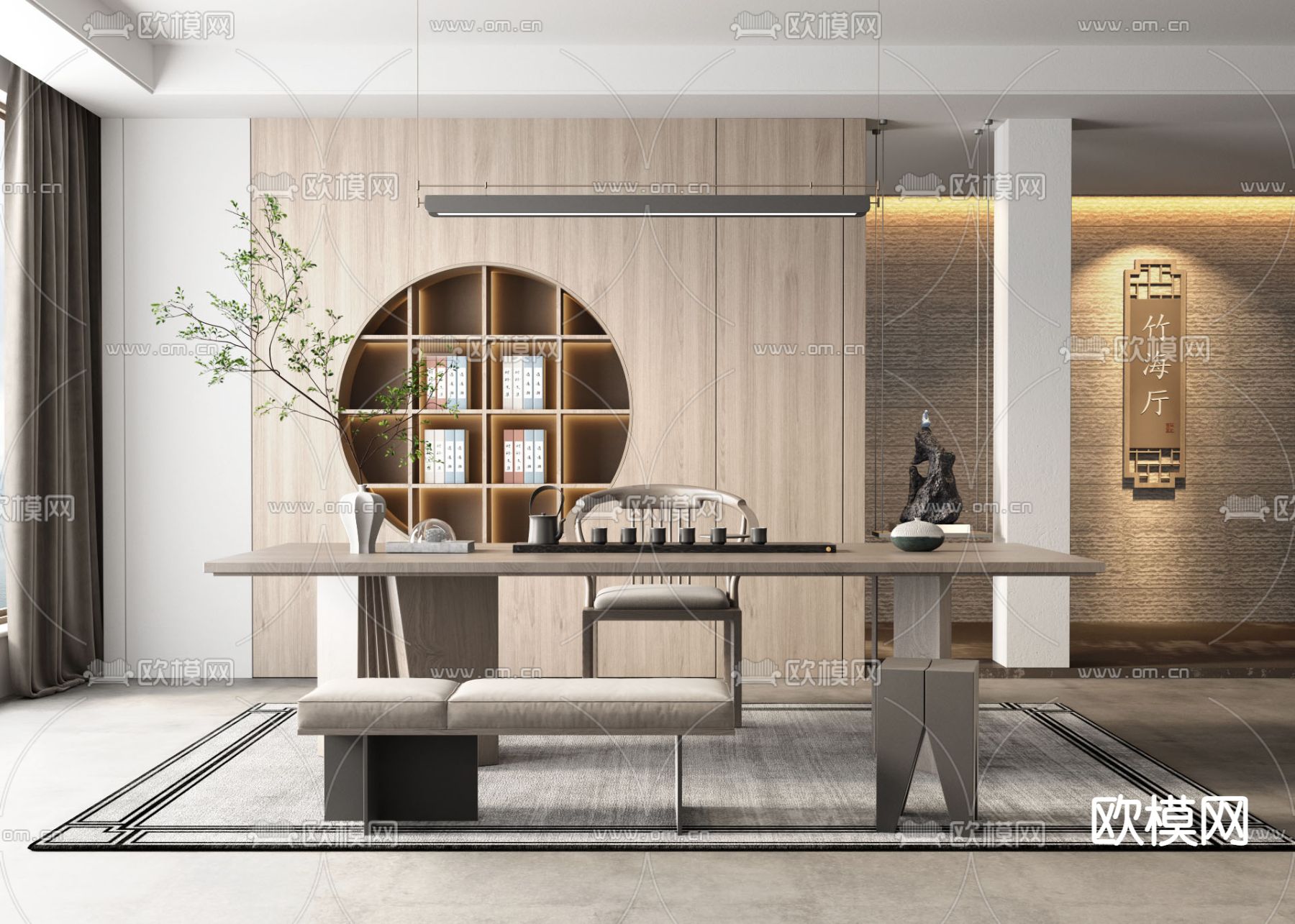 新中式茶室3d模型下载