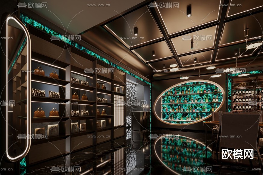 现代名酒名包展厅3d模型下载(渲染图1)