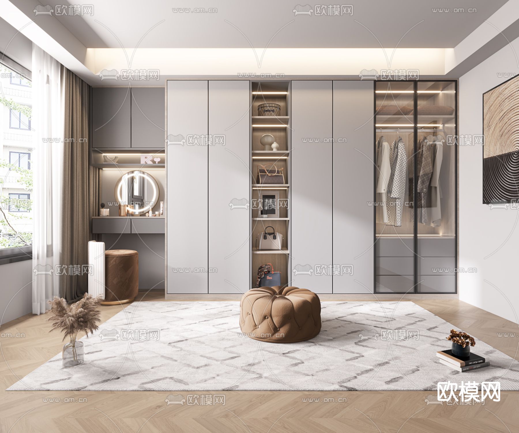 现代衣帽间3d模型下载
