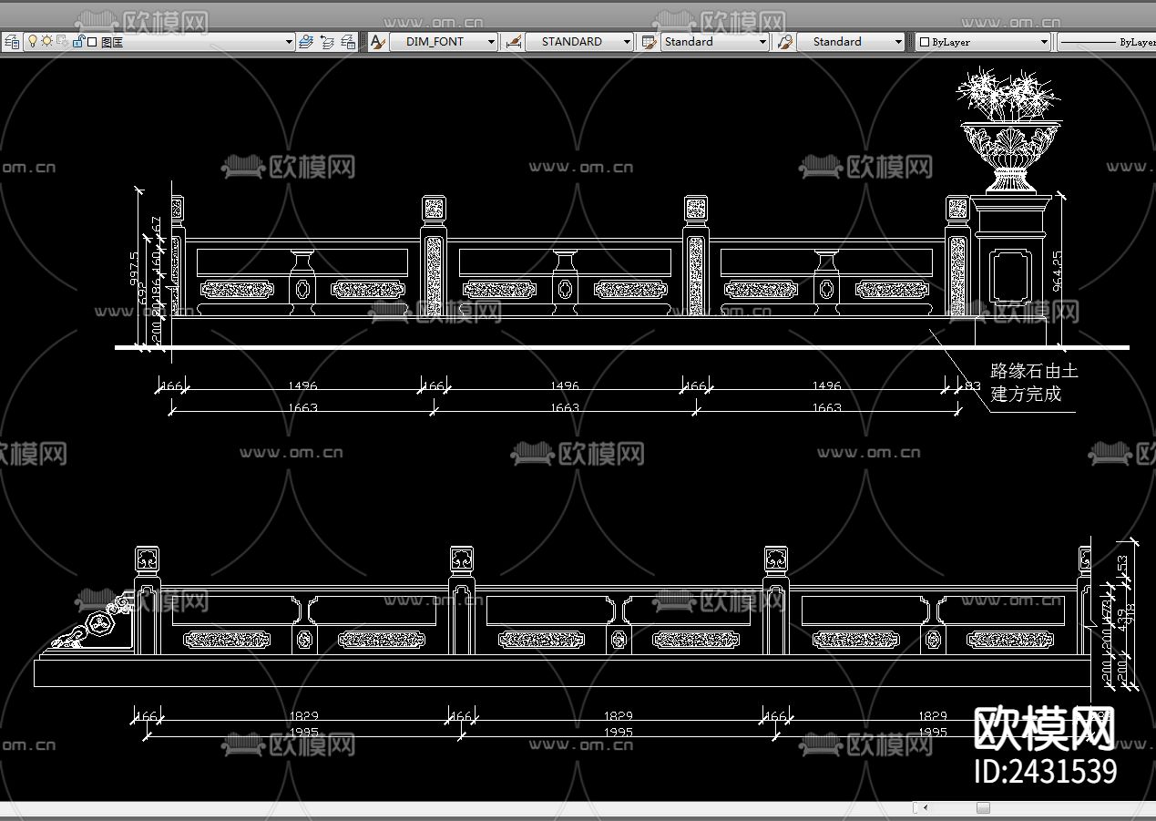 建筑围栏门设计cad施工图下载（渲染图3）