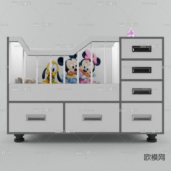 现代简约创意卡通儿童床免费3d模型下载