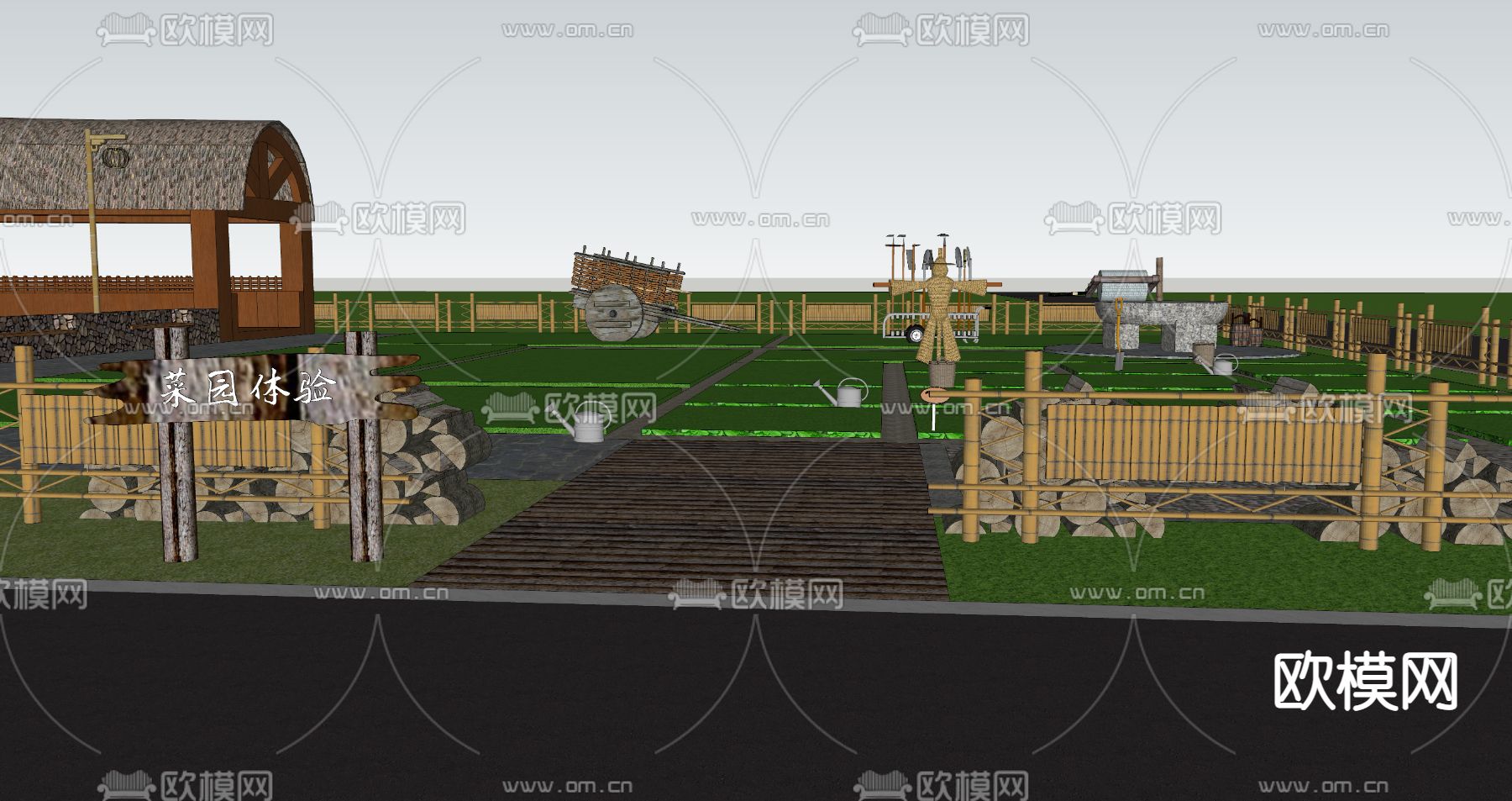 现代亲子农场农庄su模型下载（渲染图1）