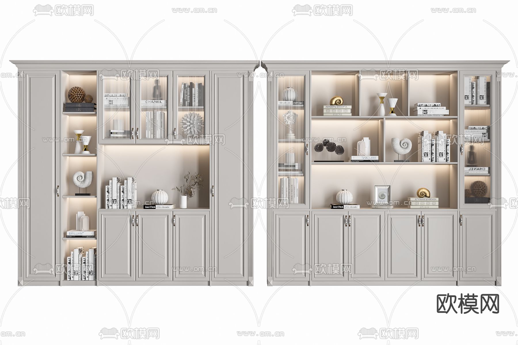 美式书柜3d模型下载
