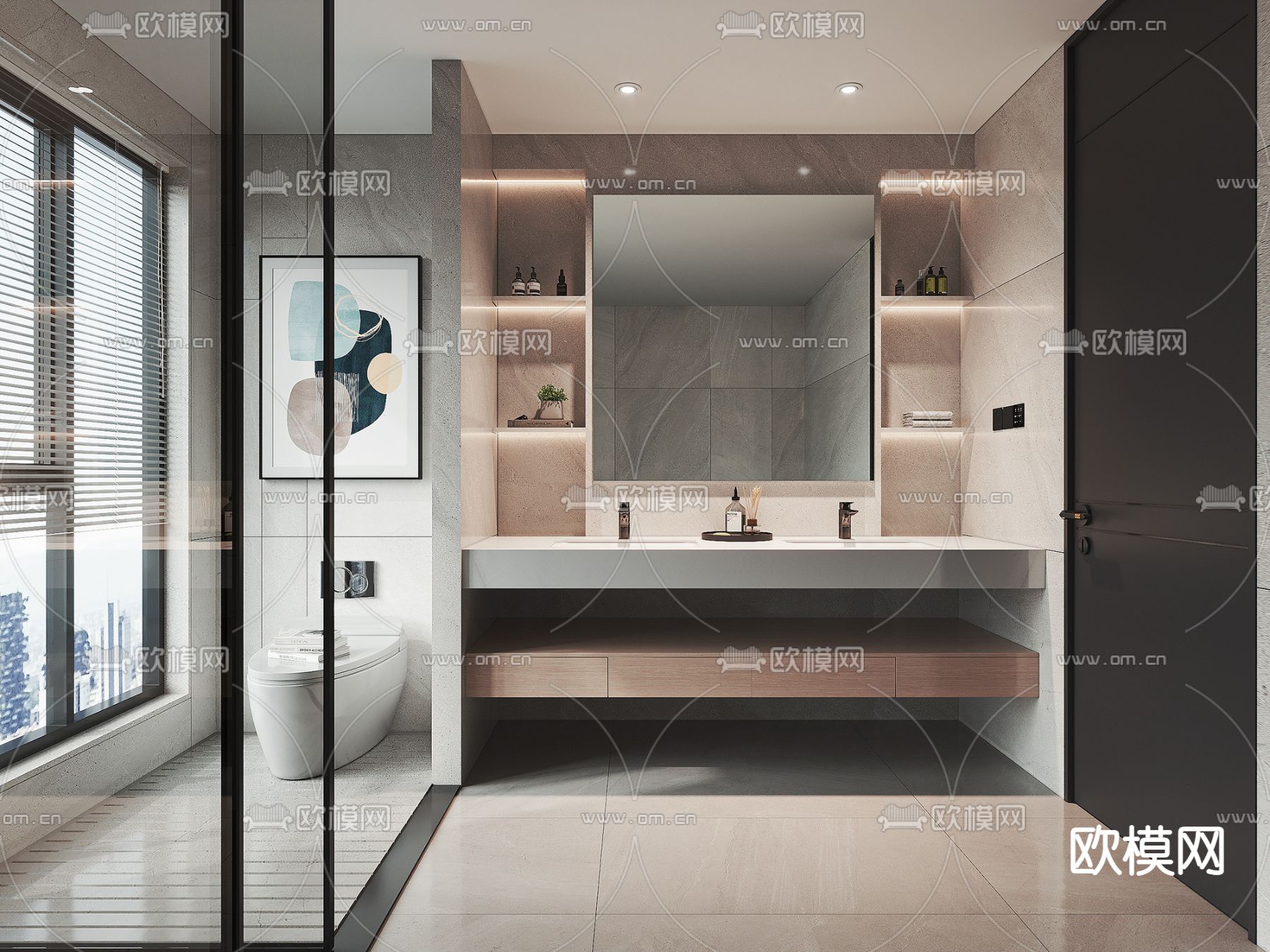 现代卫生间 浴室su模型下载（渲染图1）