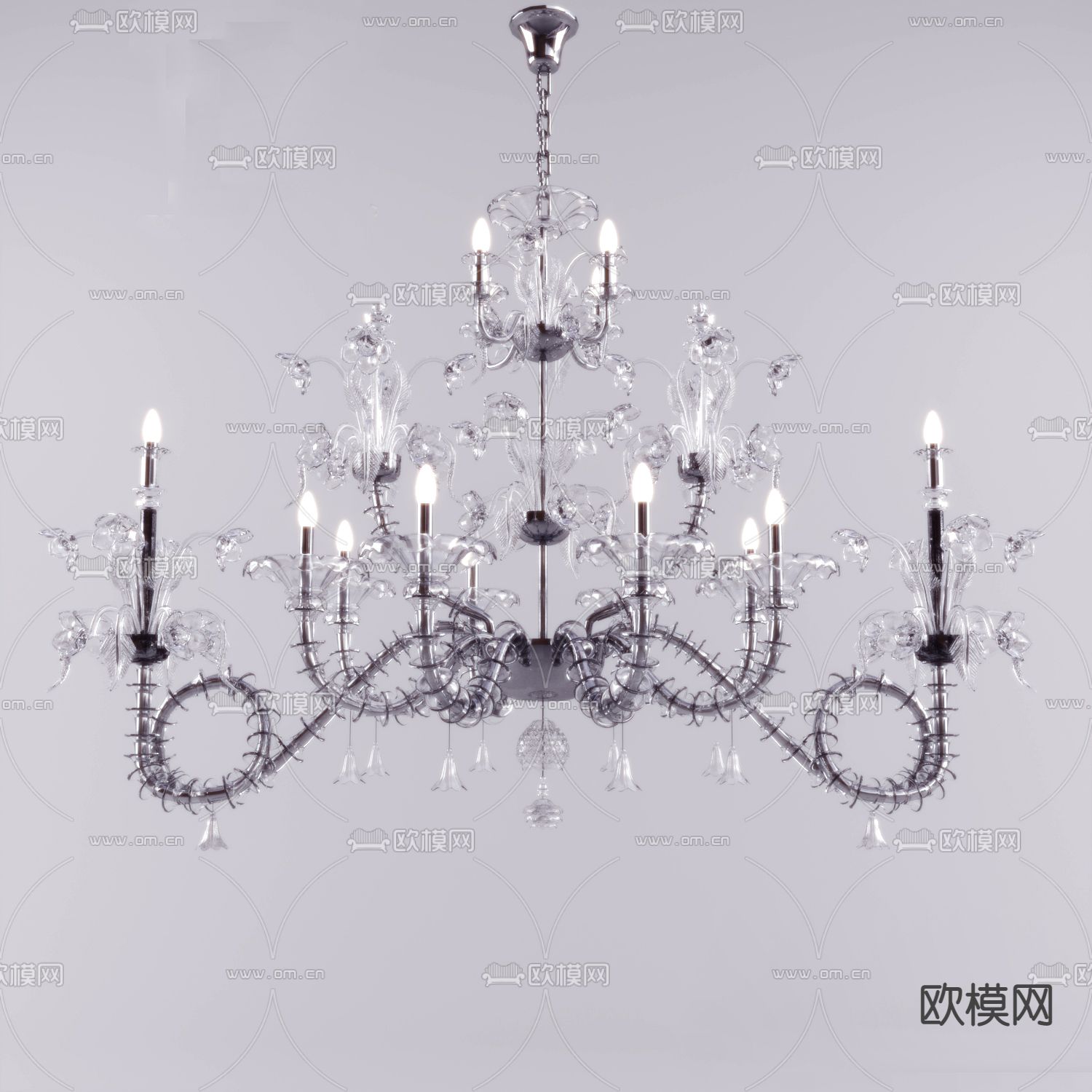 美式复古创意艺术水晶吊灯免费3d模型下载