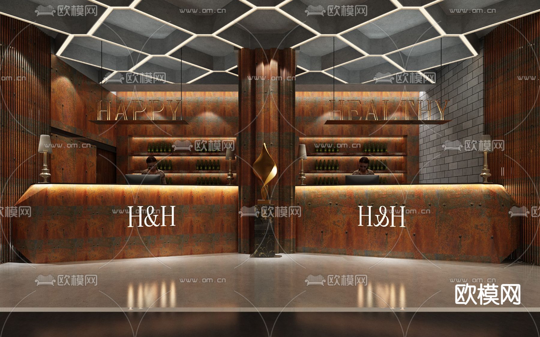 现代大堂前台su模型下载（渲染图4）