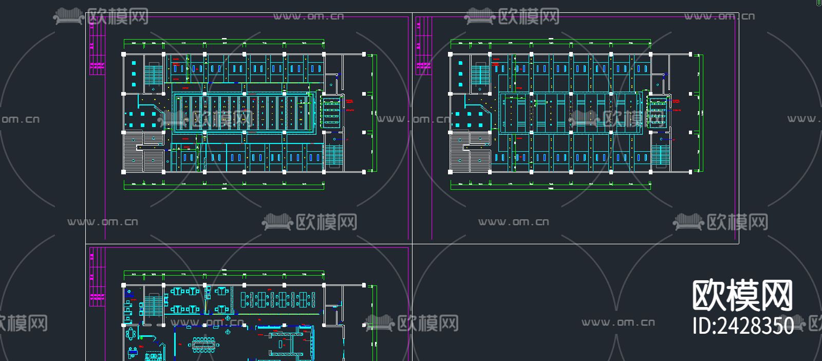 办公室装修设计cad施工图-免费3dmax模型库-欧模网