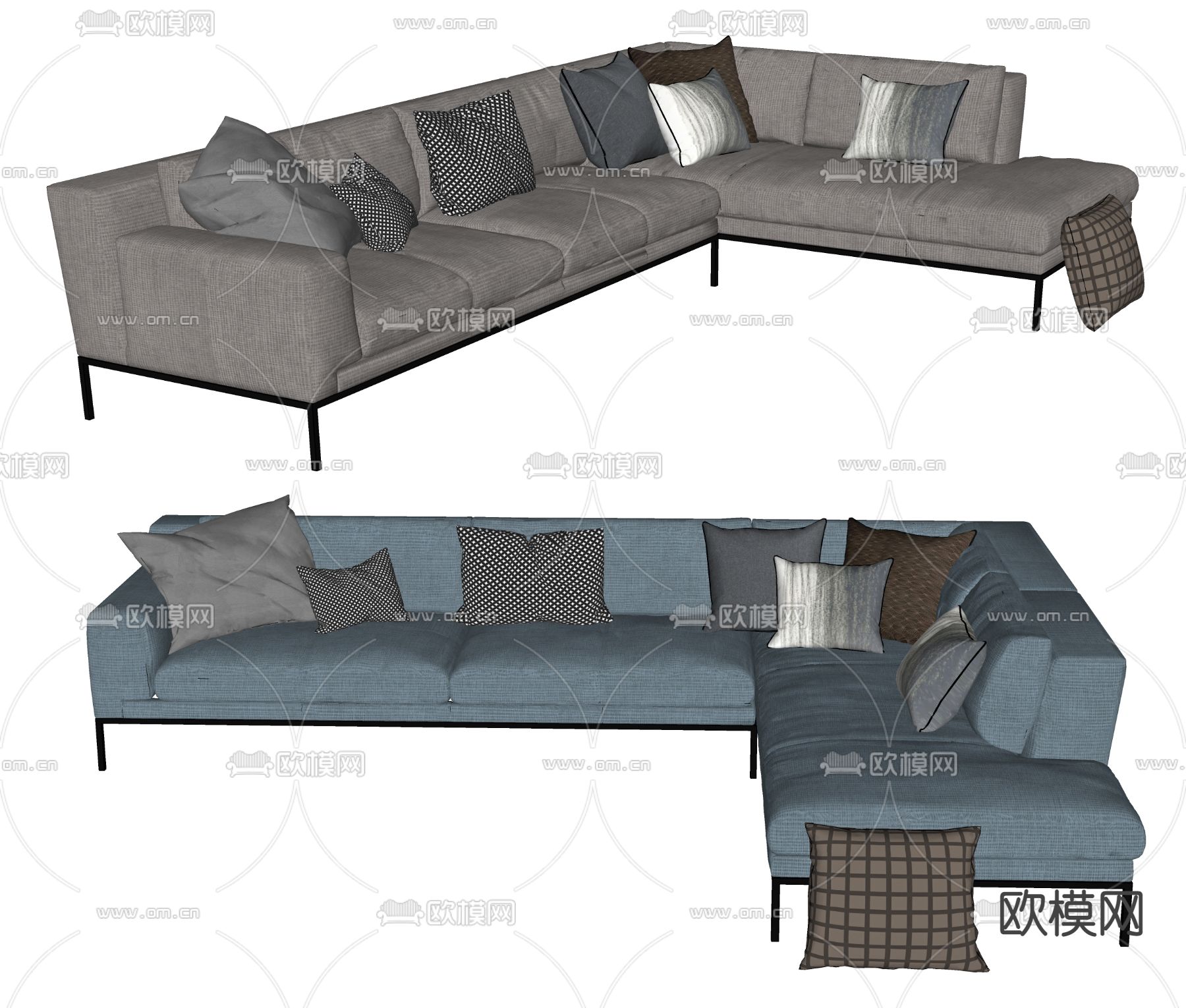 现代转角沙发su模型下载（渲染图2）