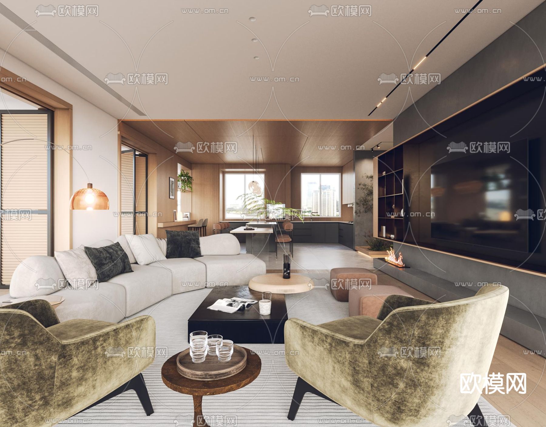 现代客厅3d模型