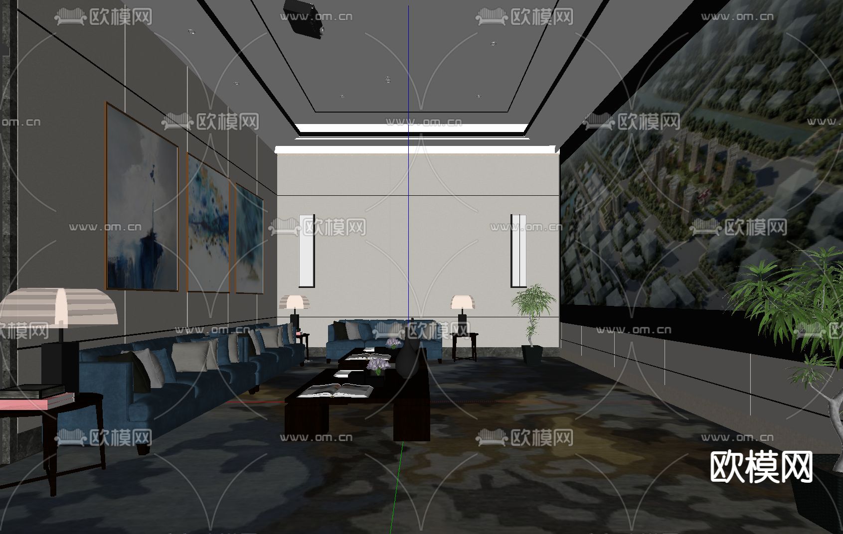 现代酒店接待室su模型