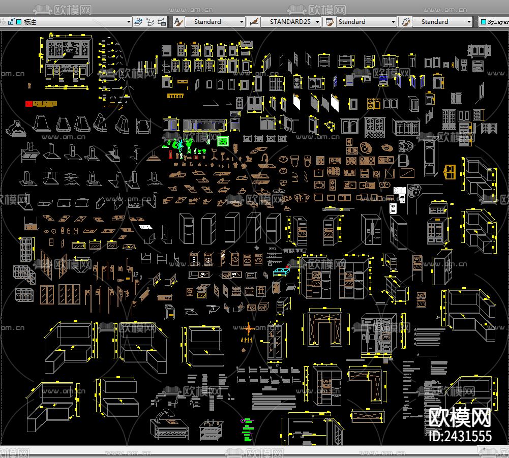 橱类标准设计cad施工图下载（渲染图1）