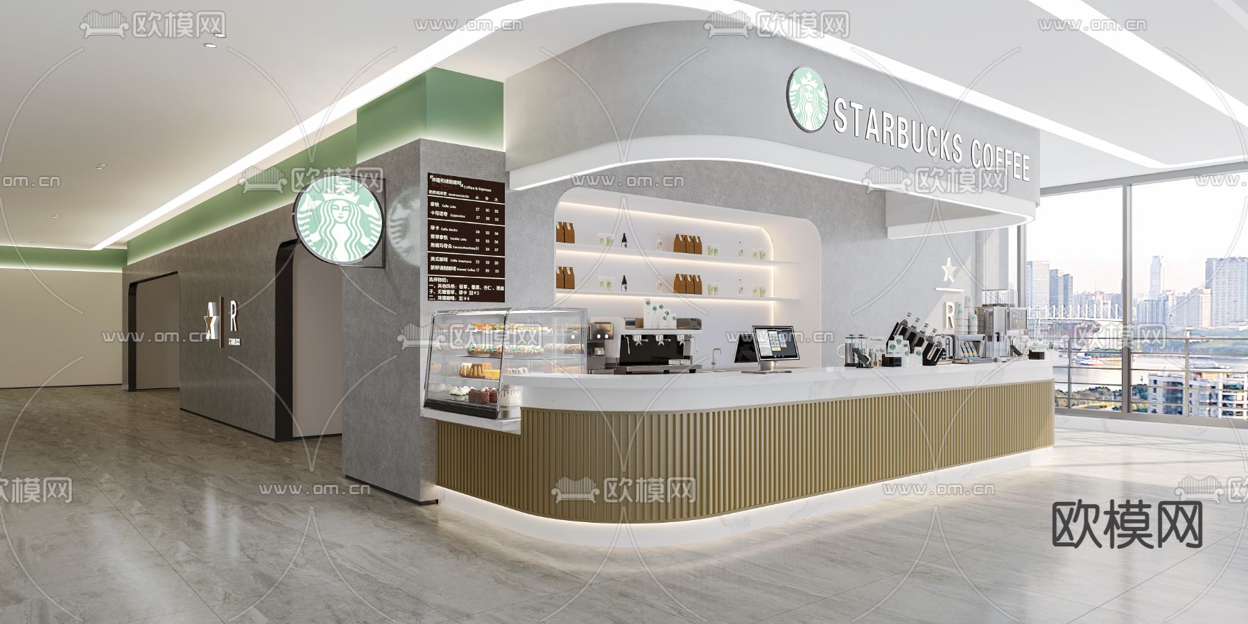 星巴克咖啡厅su模型下载（渲染图1）