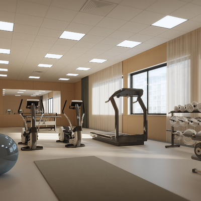  现代健身房 瑜伽室su模型 