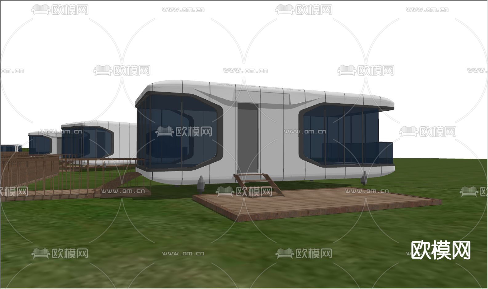 现代太空舱民宿su模型下载（渲染图2）