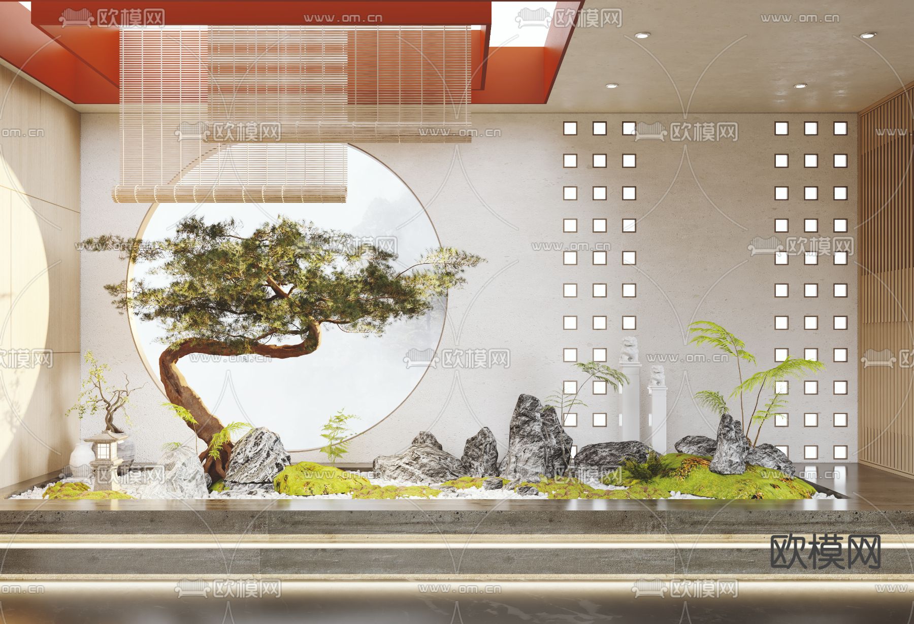 新中式植物景观小品3d模型下载_ID12258048_3dmax免费模型-欧模网