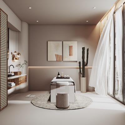  现代美容SPA店包间su模型 