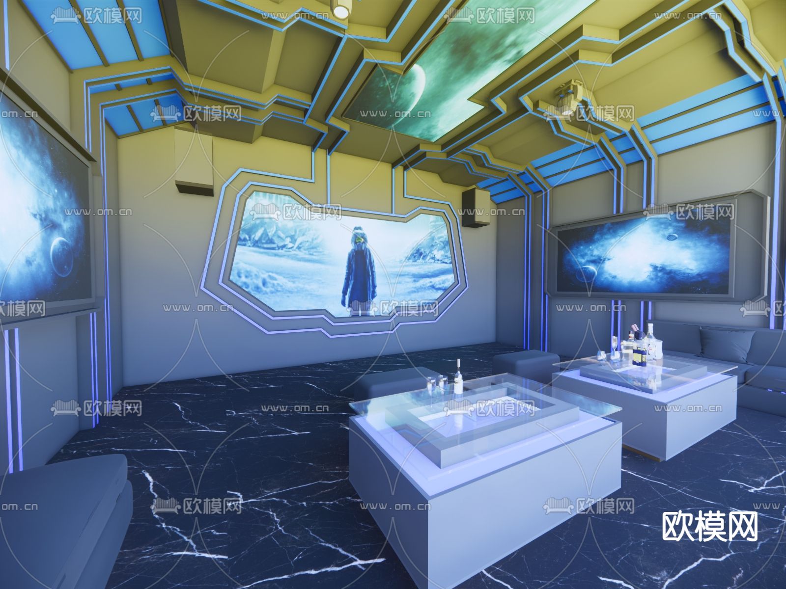 现代KTV 包厢 包房su模型下载（渲染图2）