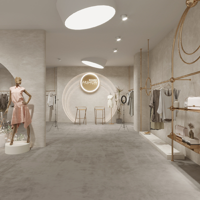  侘寂风服装店 女装店su模型 