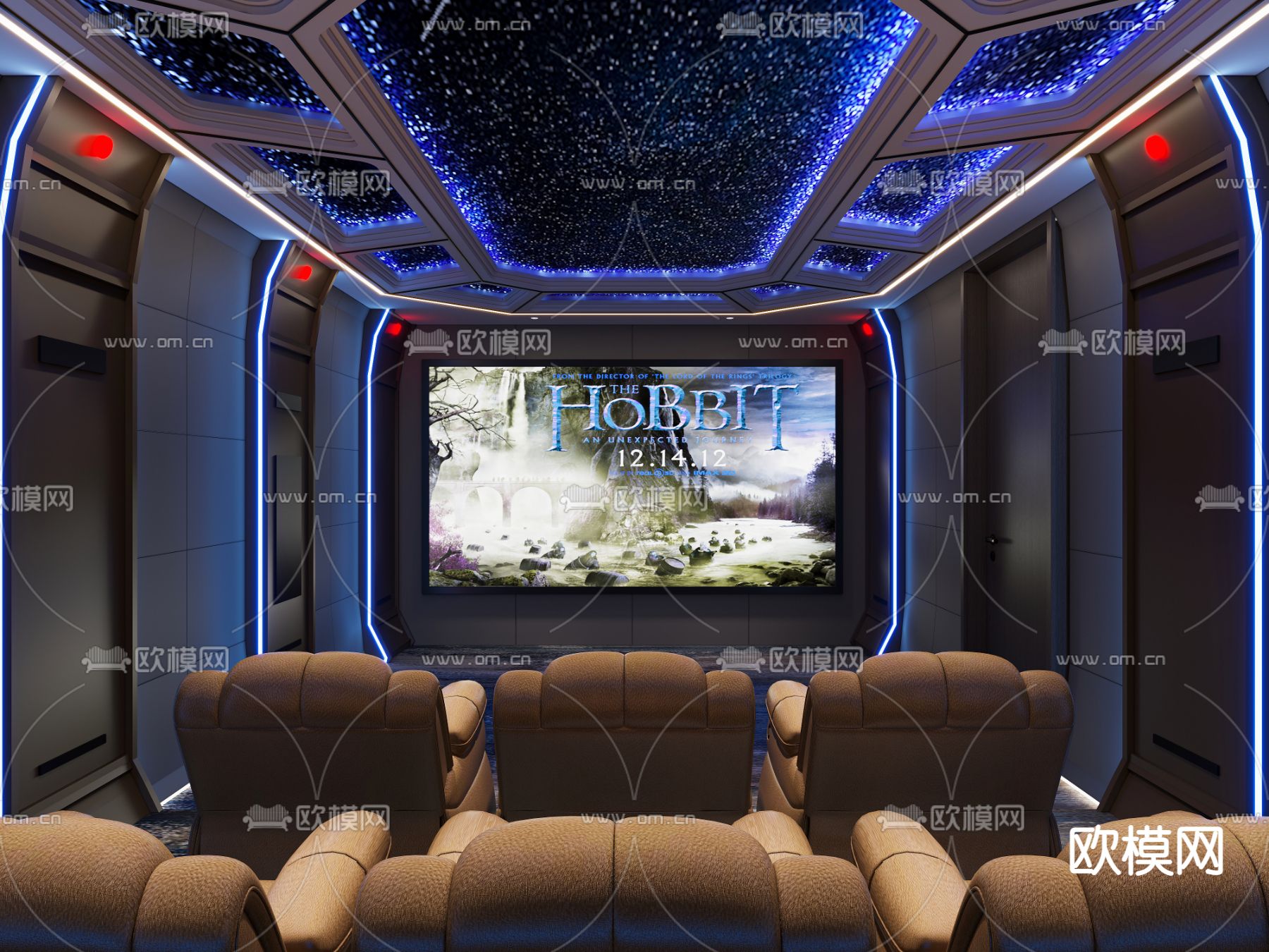 影音室 视听室 家庭影院3d模型下载（渲染图2）