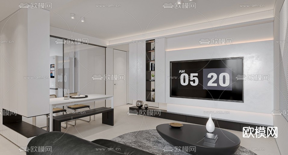 现代客厅3d模型下载(渲染图3)