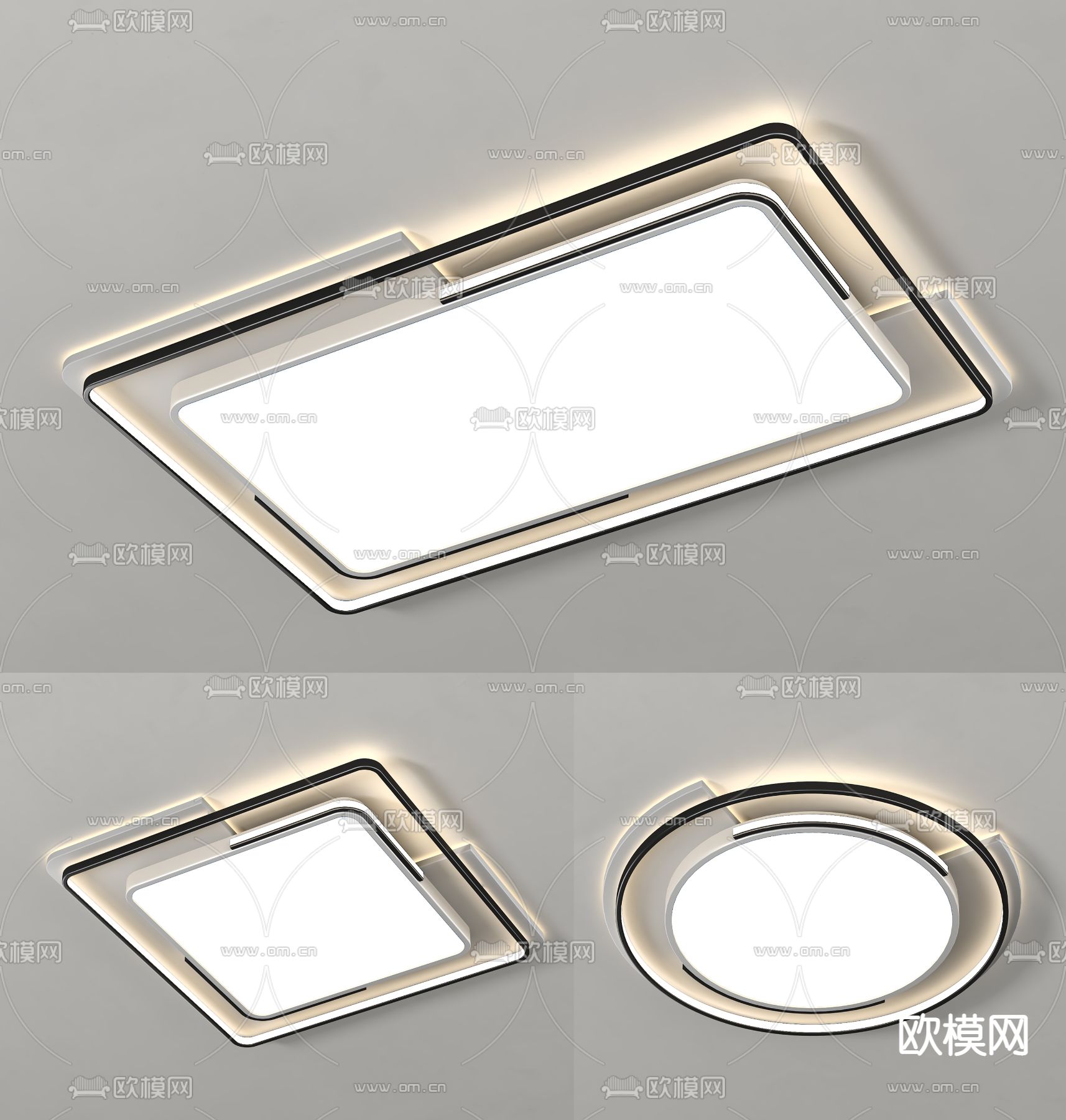 极简几何吸顶灯su模型