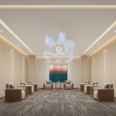  新中式接待室 会客室su模型 