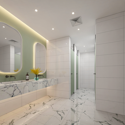  现代卫生间 洗手台su模型 