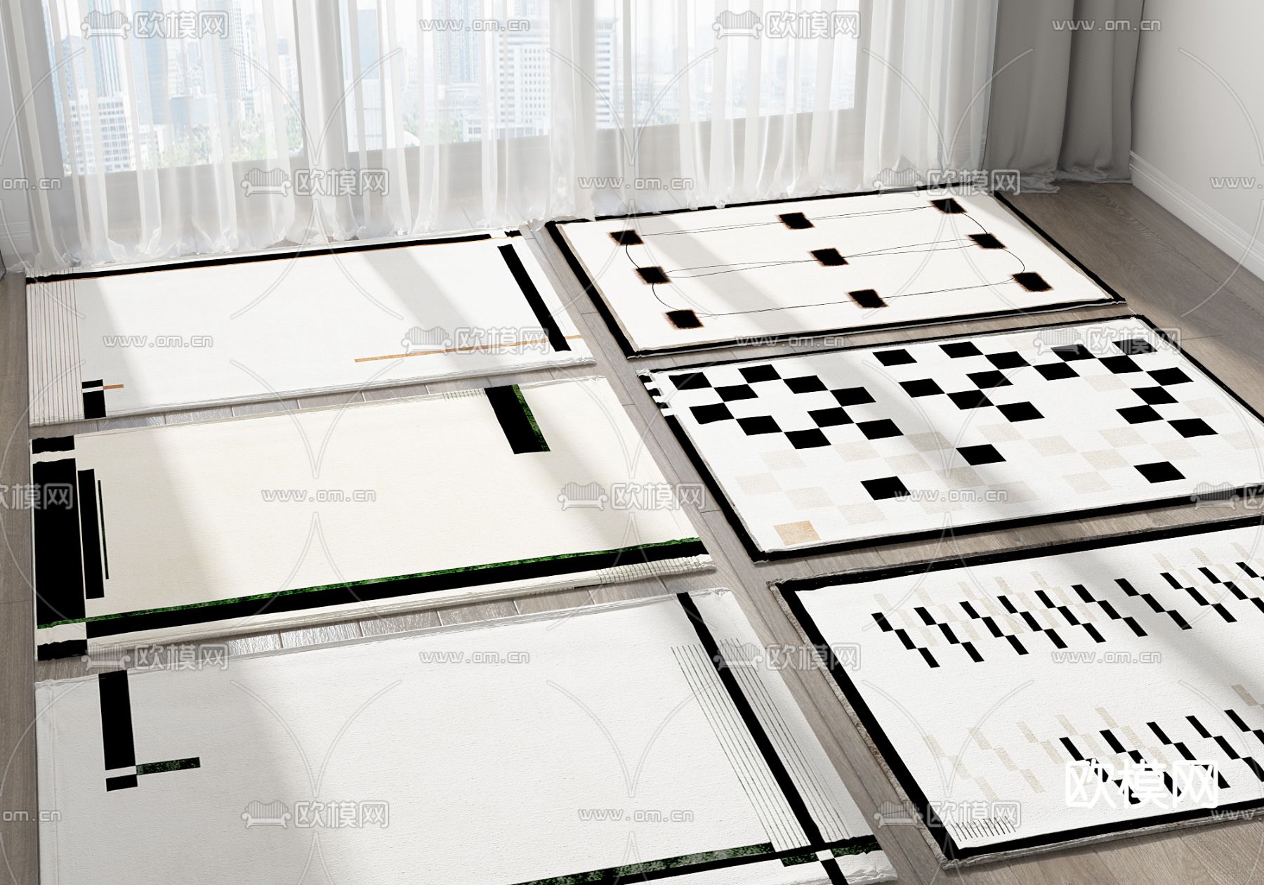 黑白纹地毯3d模型