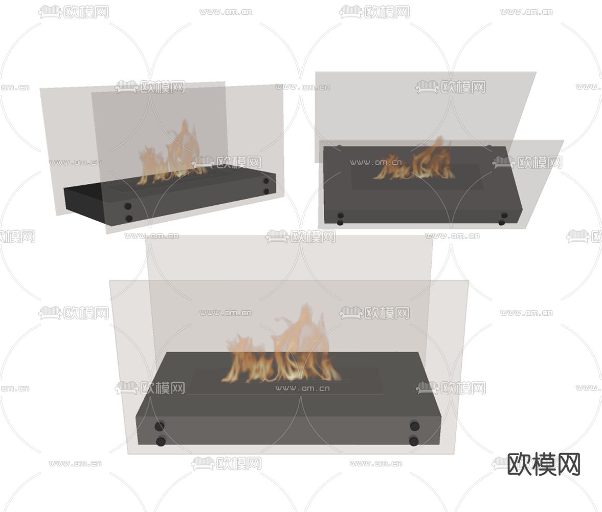 现代壁炉su模型