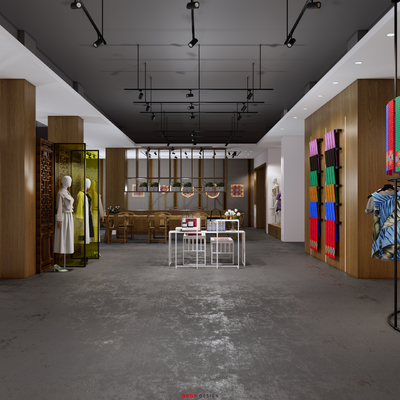  现代女装服饰店su模型 