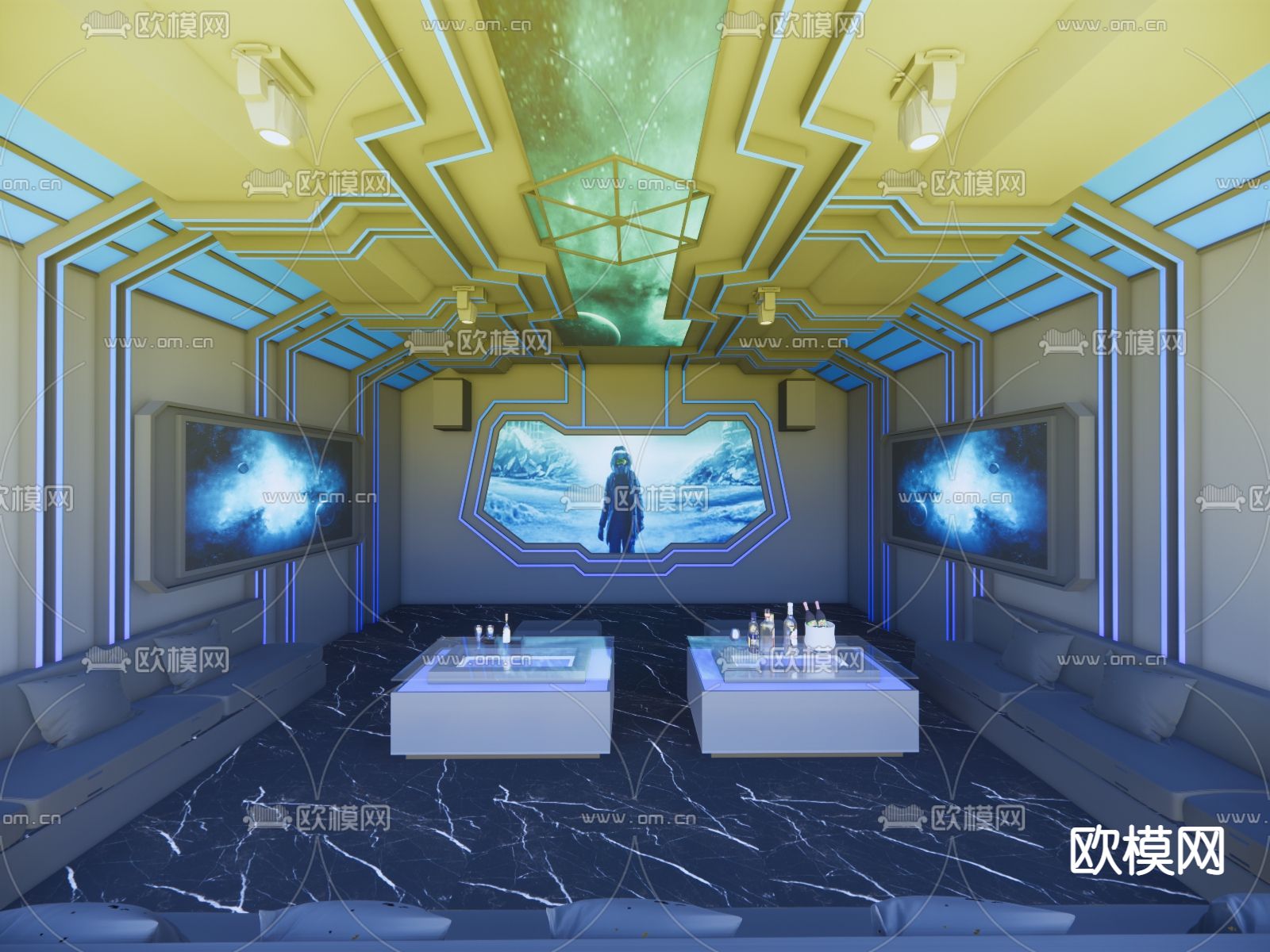 现代KTV 包厢 包房su模型下载（渲染图3）