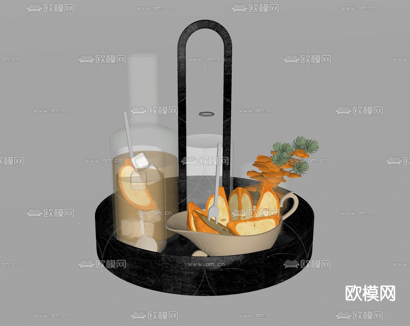 果篮 酒瓶 玻璃瓶su模型下载（渲染图2）