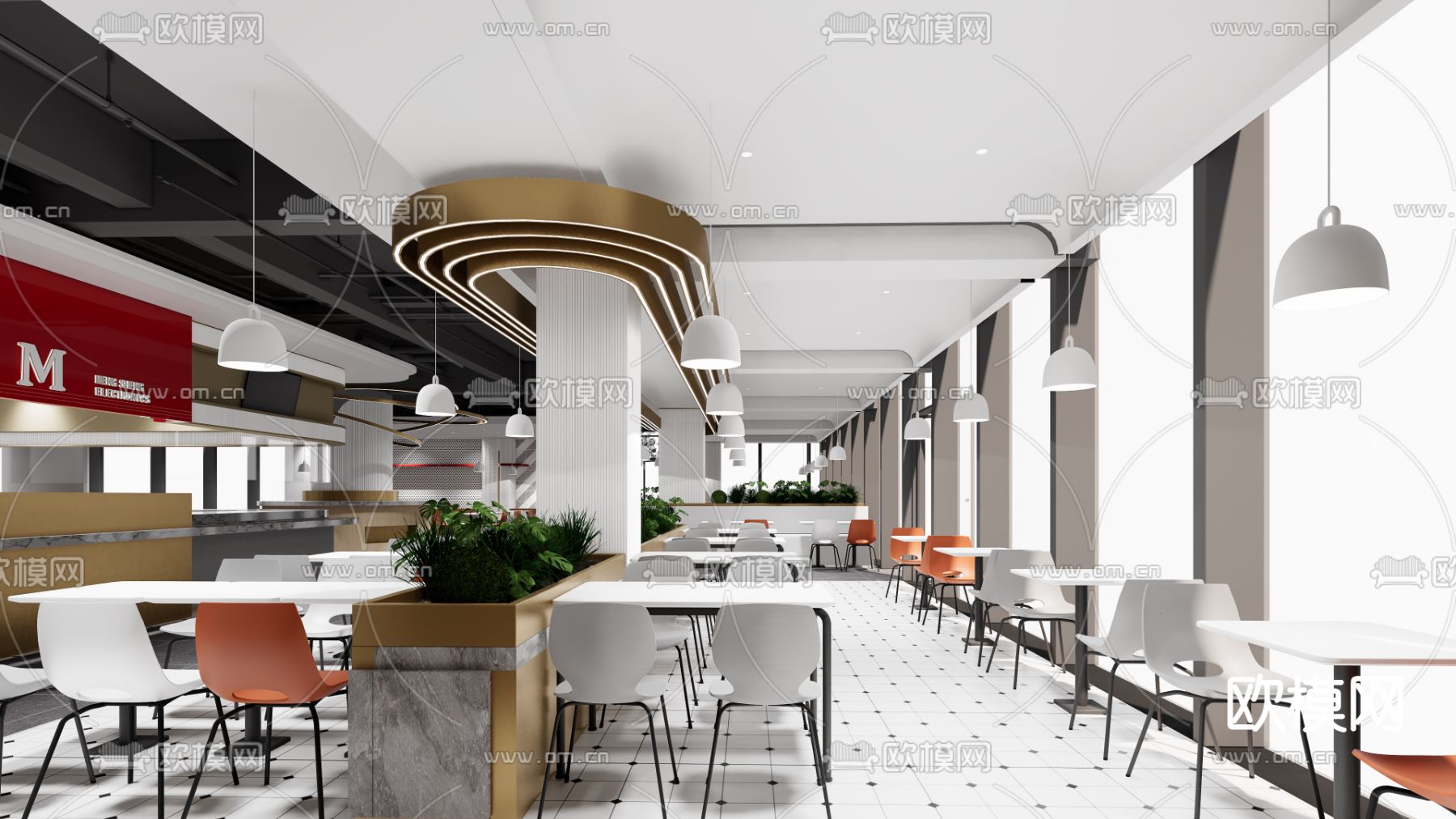员工食堂 员工餐厅su模型