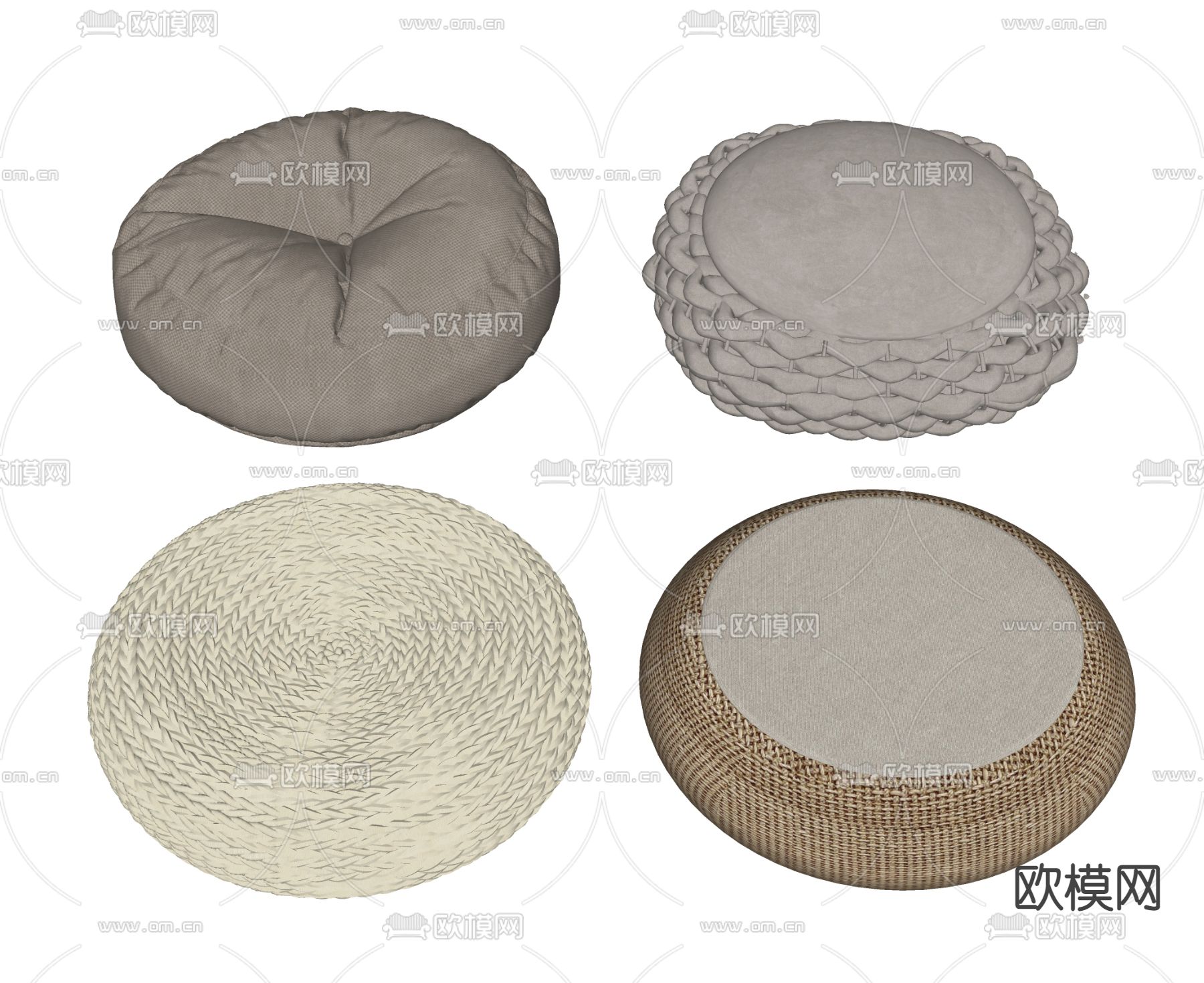 日式榻榻米蒲团 坐垫su模型下载（渲染图3）