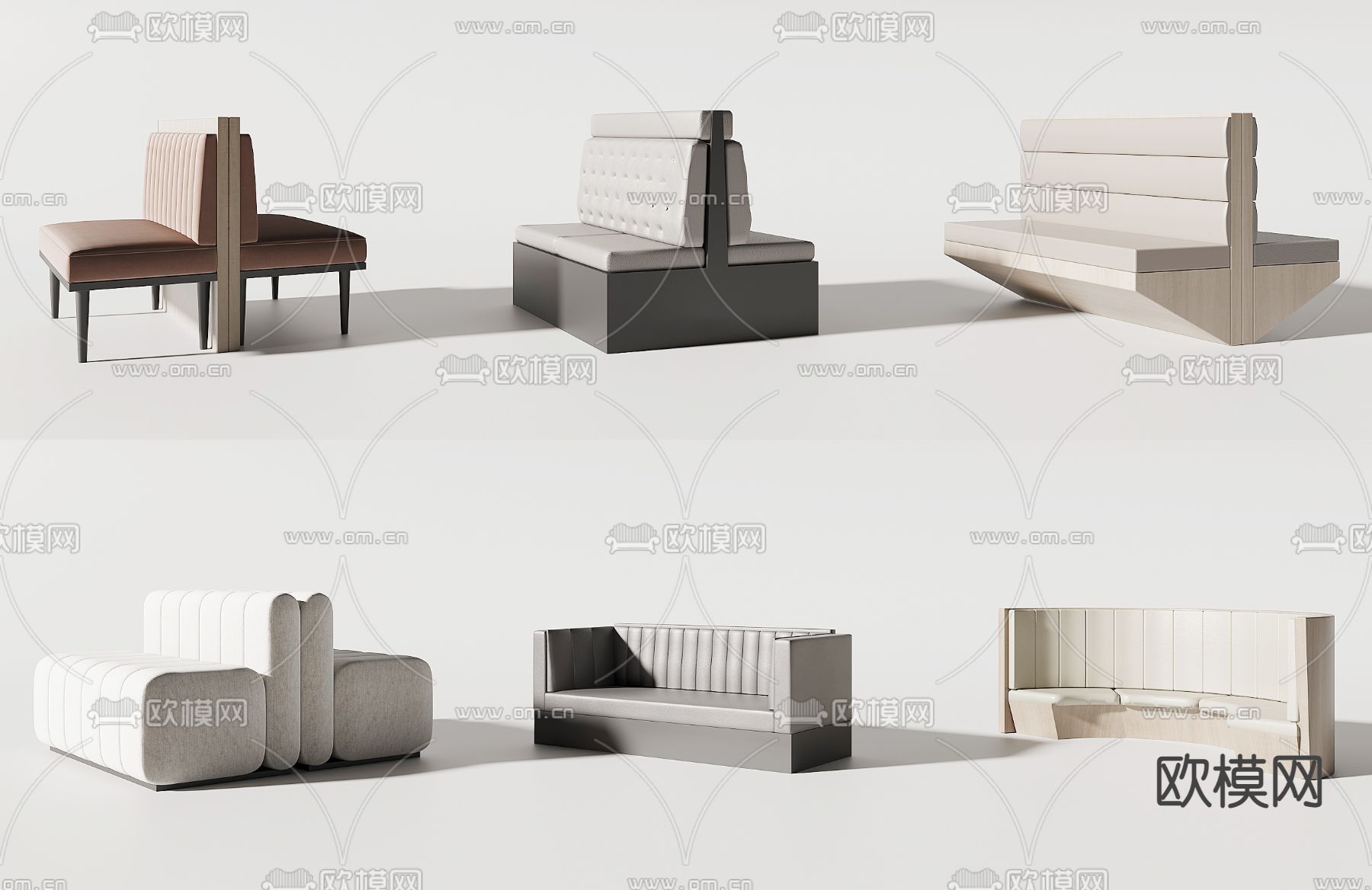 现代卡座沙发su模型下载（渲染图1）